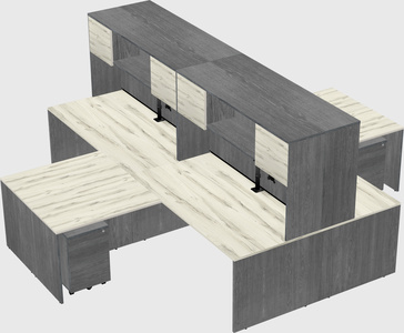 Quad l-shaped office desks