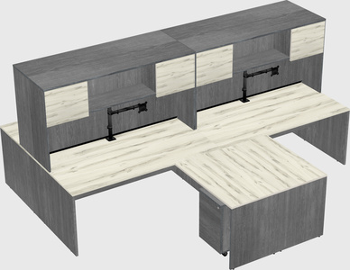 Quad l-shaped office desks