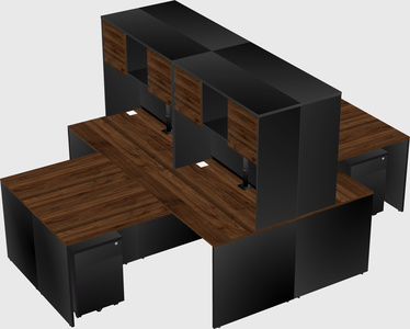 Quad l-shaped office desks
