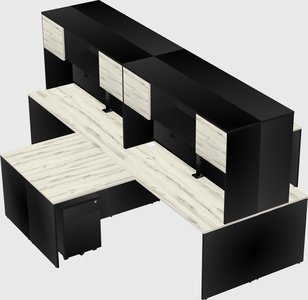Quad l-shaped office desks
