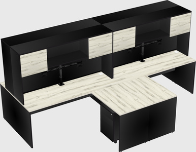 Quad l-shaped office desks