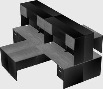 Quad l-shaped office desks