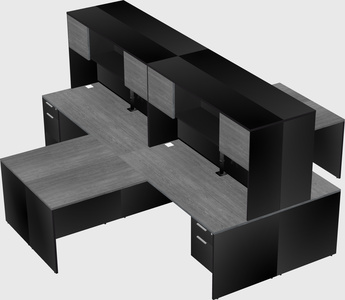 Quad l-shaped office desks