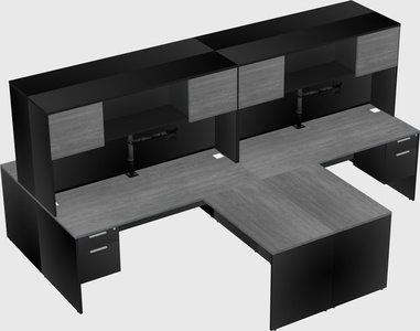 Quad l-shaped office desks