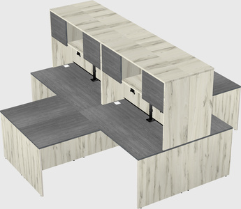 Quad l-shaped office desks