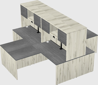 Quad l-shaped office desks