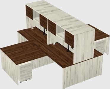 Quad l-shaped office desks