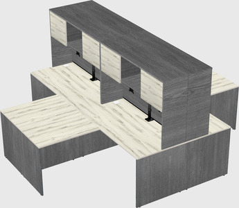 Quad l-shaped office desks