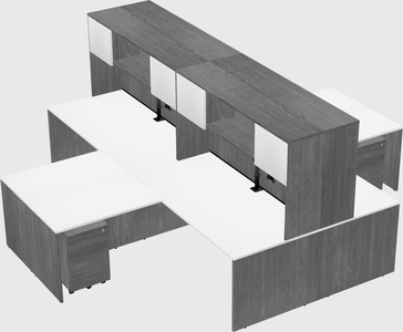 Quad l-shaped office desks