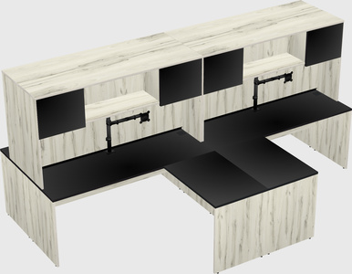 Quad l-shaped office desks