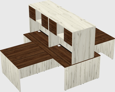 Quad l-shaped office desks