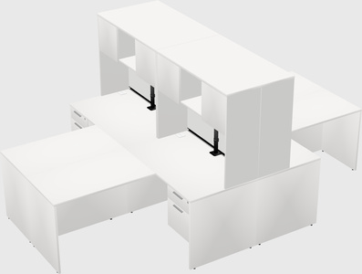 Quad l-shaped office desks