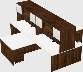 Quad l-shaped office desks