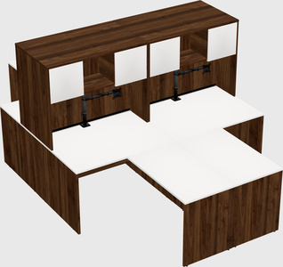 Quad l-shaped office desks