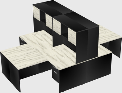 Quad l-shaped office desks