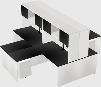 Quad l-shaped office desks