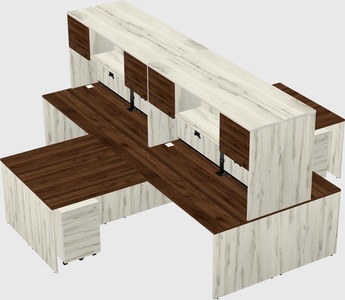 Quad l-shaped office desks