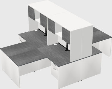 Quad l-shaped office desks