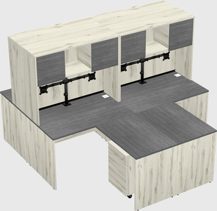 Quad l-shaped office desks