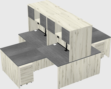 Quad l-shaped office desks