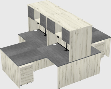 Quad l-shaped office desks