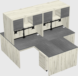 Quad l-shaped office desks