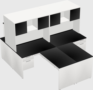 Quad l-shaped office desks