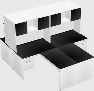Quad l-shaped office desks