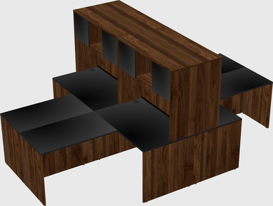 Quad l-shaped office desks