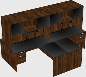 Quad l-shaped office desks
