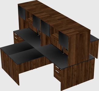 Quad l-shaped office desks