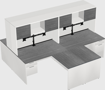 Quad l-shaped office desks