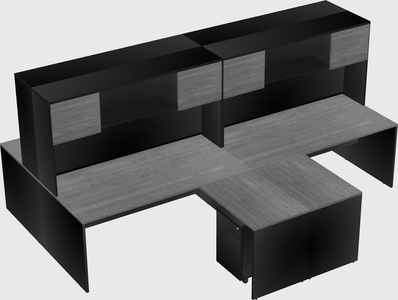Bureaux de bureau quadruples en forme de l
