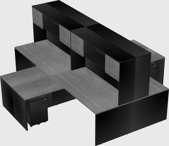 Quad l-shaped office desks