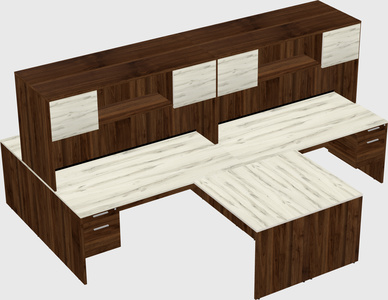 Quad l-shaped office desks