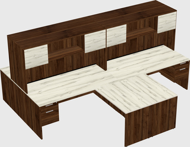 Quad l-shaped office desks