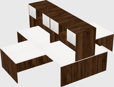 Quad l-shaped office desks