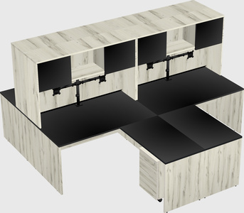Quad l-shaped office desks