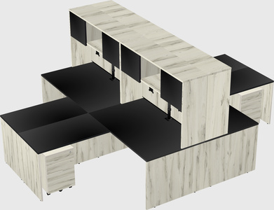 Quad l-shaped office desks
