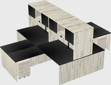 Quad l-shaped office desks