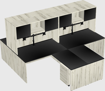 Quad l-shaped office desks