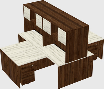 Quad l-shaped office desks