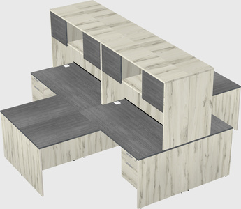 Quad l-shaped office desks