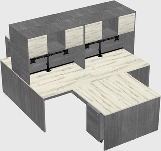 Quad l-shaped office desks