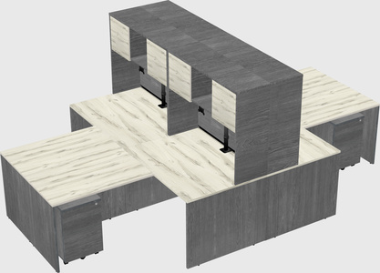 Quad l-shaped office desks