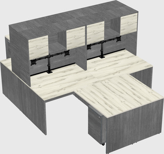 Quad l-shaped office desks