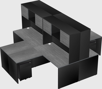 Quad l-shaped office desks