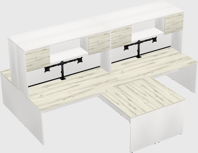Quad l-shaped office desks