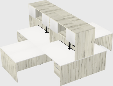 Quad l-shaped office desks
