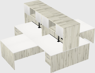 Quad l-shaped office desks